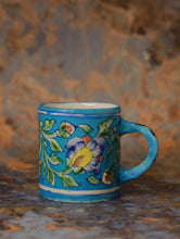 Load image into Gallery viewer, Jaipur Ceramic Blue Pottery Mugs (Set of 2) - Turquoise Blue Floral
