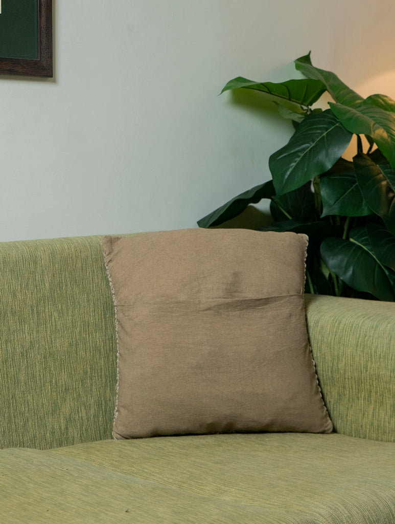 Jewel Handknotted Macramé Cushion Covers 16 x 16 - Dark Beige