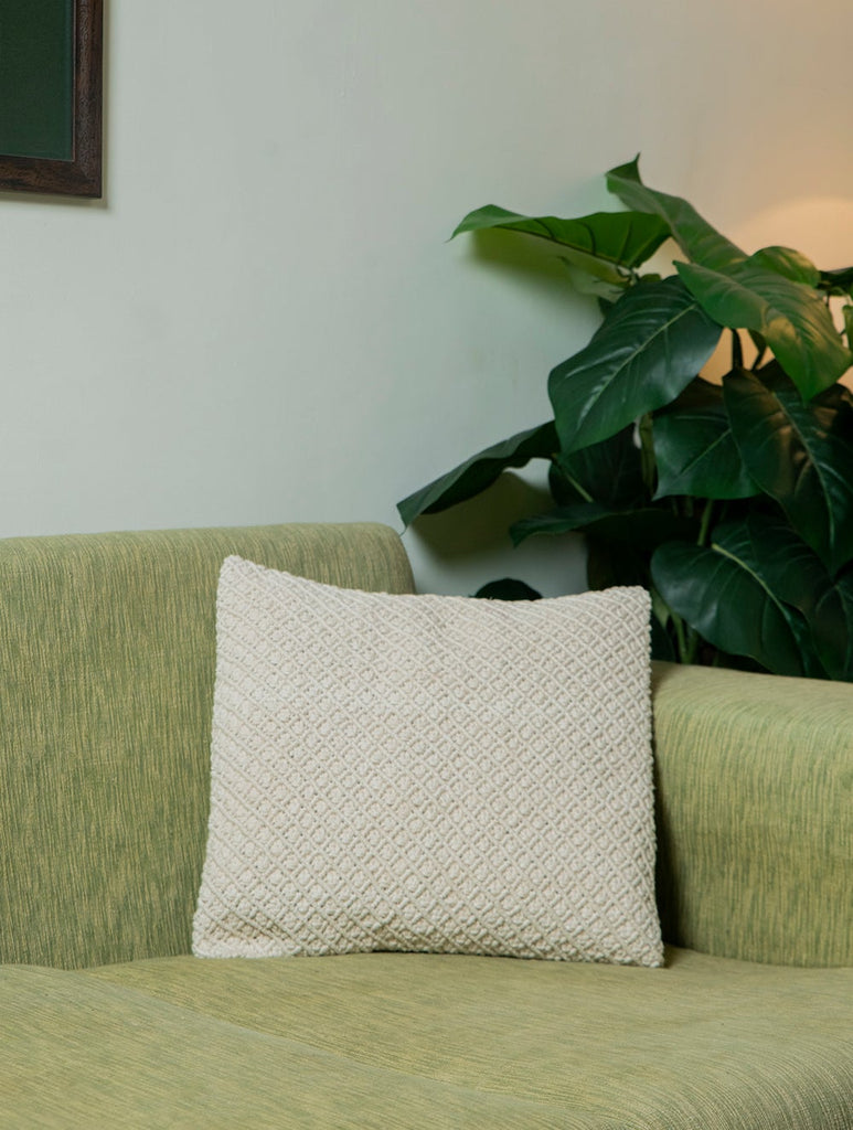 Jewel Handknotted Macramé Cushion Covers 16 x 16 - Ivory