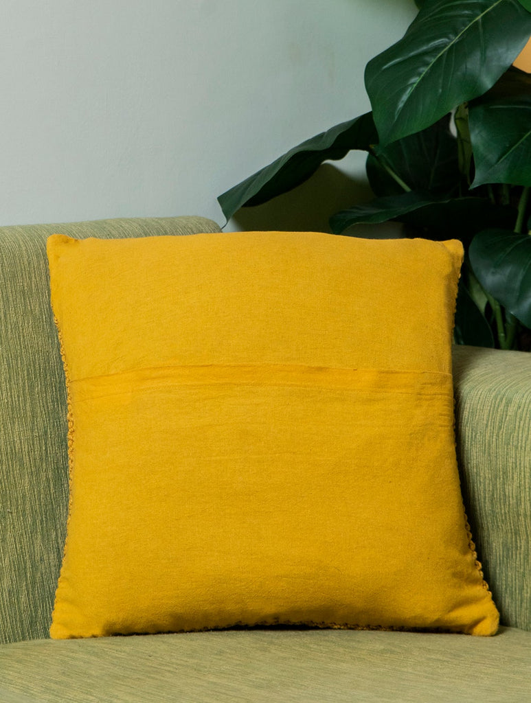 Jewel Handknotted Macramé Cushion Covers 16 x 16 - Mustard
