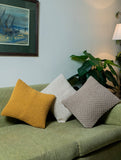 Jewel Handknotted Macramé Cushion Covers (Set of 3) - Mustard, Ivory & Dark Beige