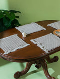 Jewel Handknotted Macramé Table Mats - Pale Grey (Set of 4)
