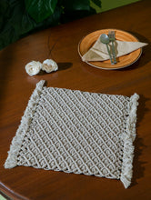 Load image into Gallery viewer, Jewel Handknotted Macramé Table Mats - Pale Grey (Set of 4)