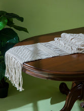 Load image into Gallery viewer, Jewel Handknotted Macramé Table Runner - Beige