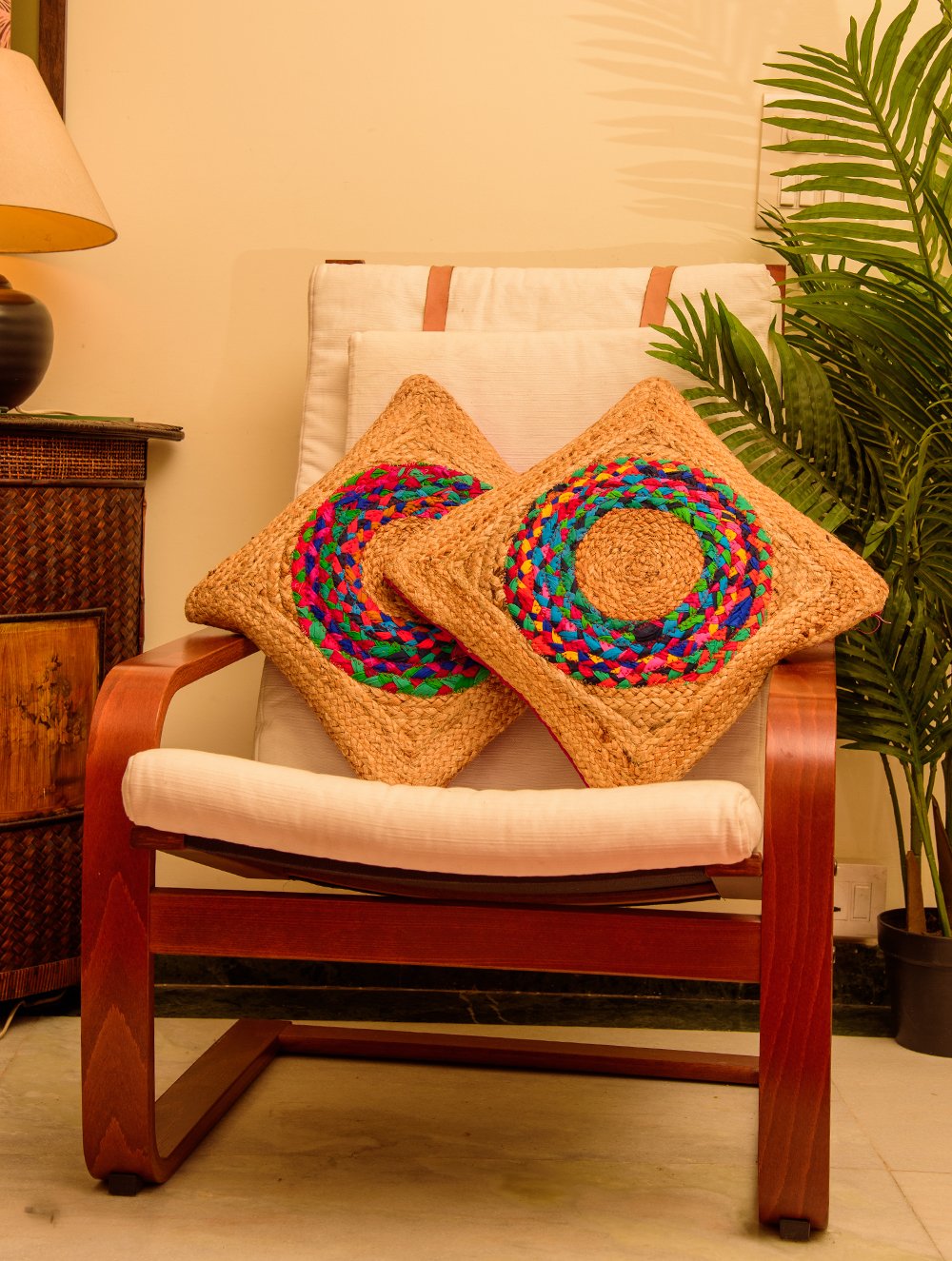 Load image into Gallery viewer, Jute Cushion Covers - Circle (Set of 2)