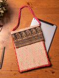 Jute Fabric iPad / Tablet Case With Zardozi / Dabka Embroidery & Handles - 11 x 8.5 inches