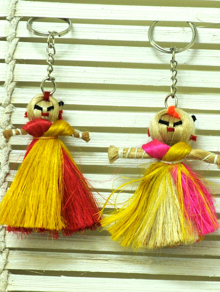 Jute Craft - Doll Keychains (Set of 2) - The India Craft House 