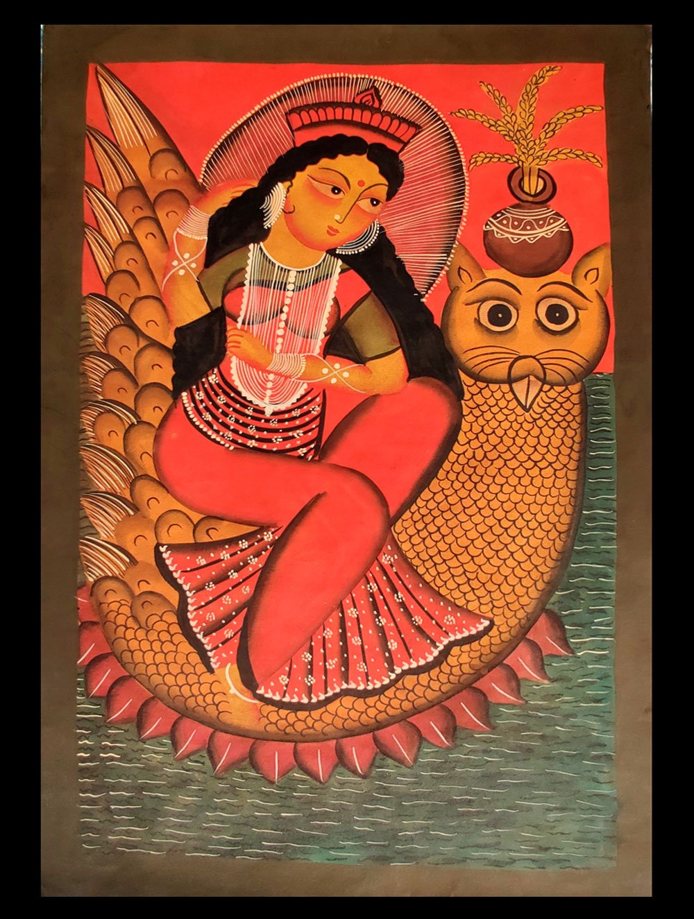 Load image into Gallery viewer, Kalighat Painting - Goddess Lakshmi
