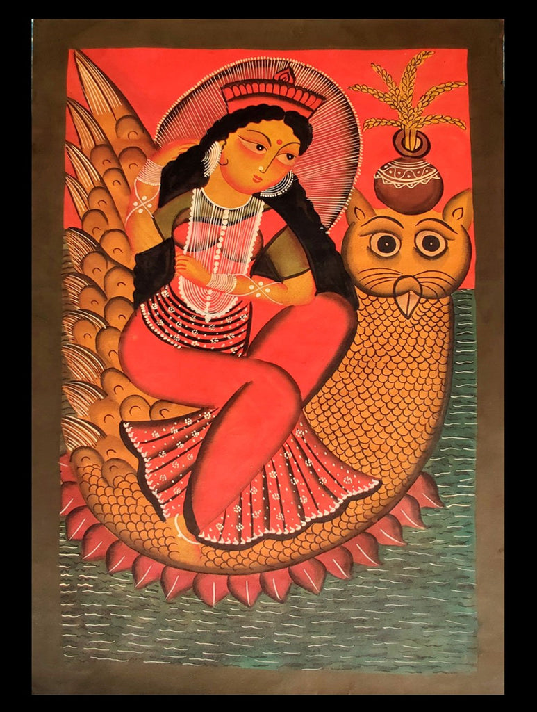 Kalighat Painting - Goddess Lakshmi