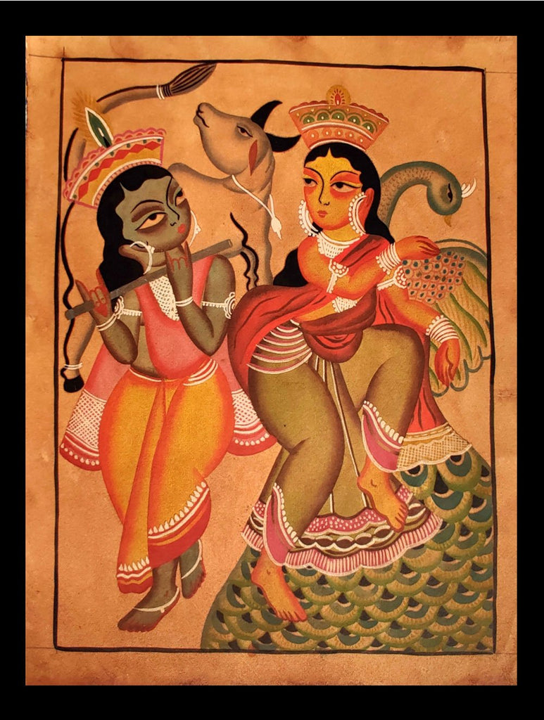 Kalighat Painting - Radha Krishna