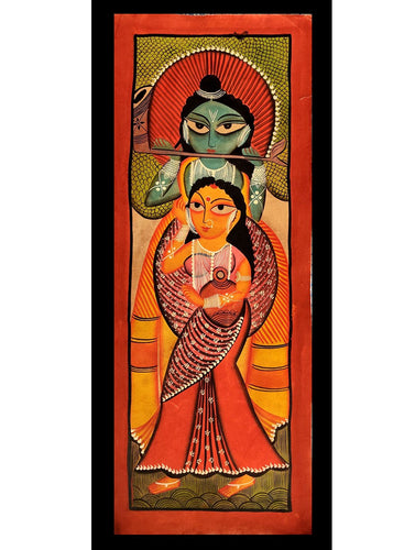 Kalighat Painting - Radha Krishna