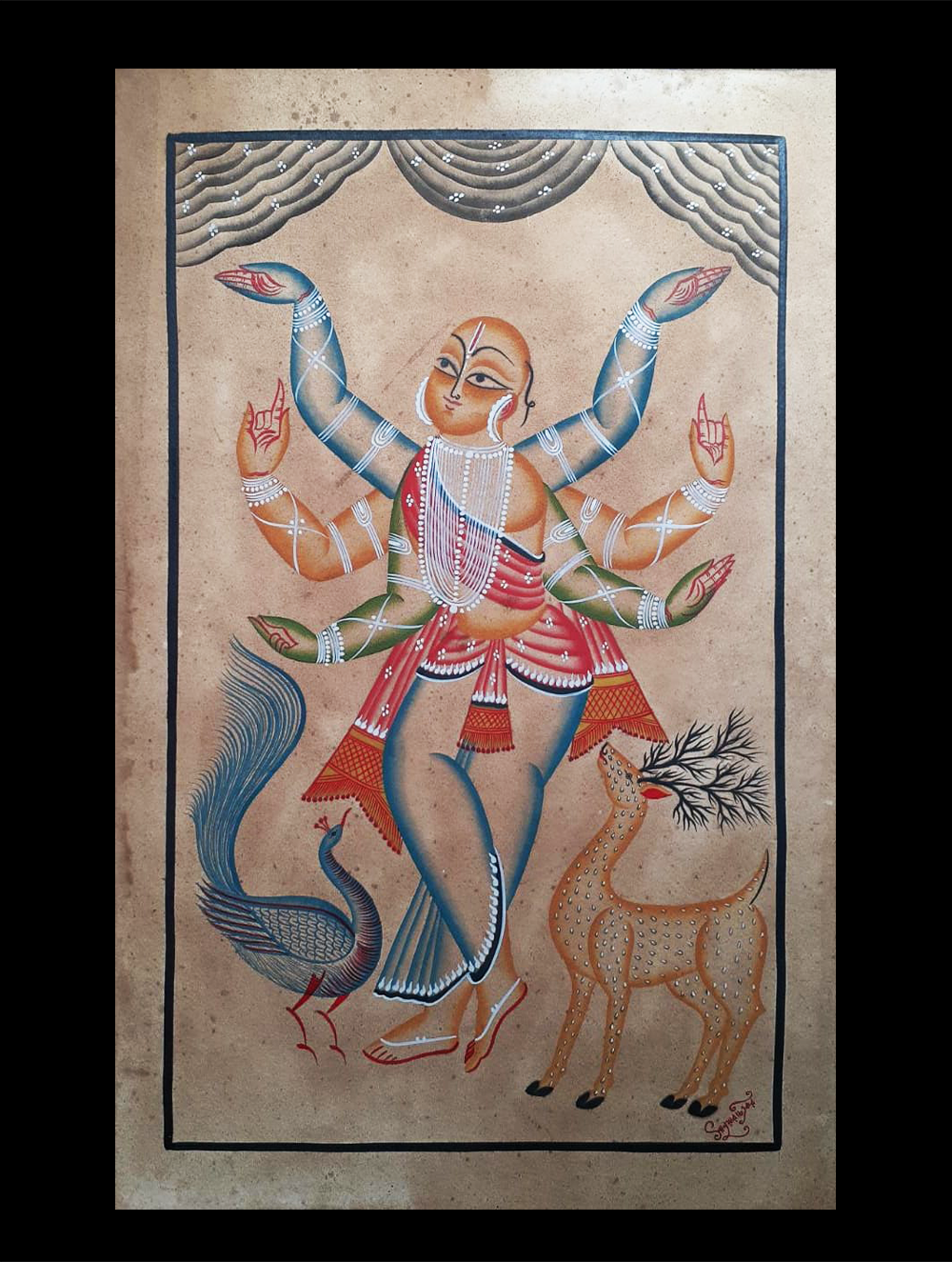 Load image into Gallery viewer, Kalighat Painting With Mount - Divine Hands (25&quot; x 17&quot;)