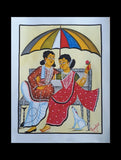 Kalighat Painting With Mount - Garden Moments (17