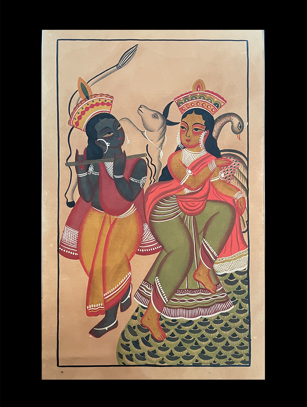 Load image into Gallery viewer, Kalighat Painting With Mount - Gopal (25&quot; x 17&quot;)