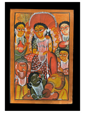 Kalighat Painting With Mount - Mahishasurmardini (25