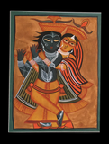 Kalighat Painting With Mount - Radha Krishna 18