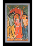 Kalighat Painting With Mount - Ram, Sita, Lakshman (25