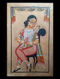 Kalighat Painting With Mount - The Lady Musician (25