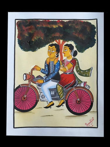 Kalighat Painting With Mount - The Mobike Ride (17