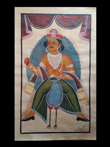 Kalighat Painting With Mount - The Royal Hunter (25