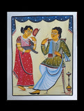 Kalighat Painting With Mount - Zamindar & Lady (17