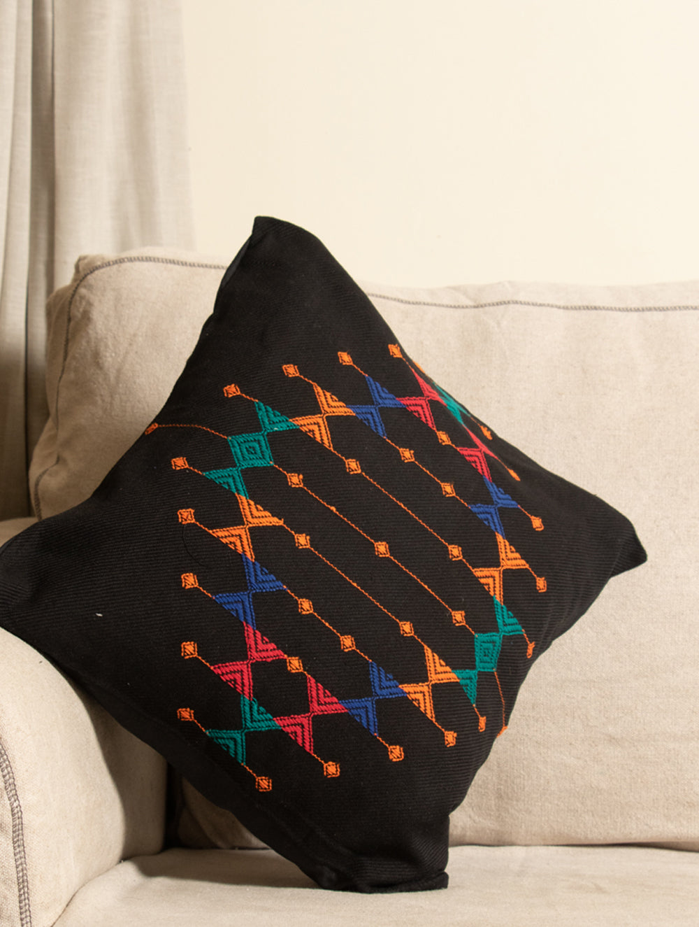 Load image into Gallery viewer, Kashida Embroidered Cushion Cover - Large - The India Craft House 