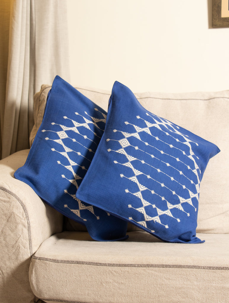 Kashida Embroidered Cushion Covers - Large (Set of 2) - The India Craft House 