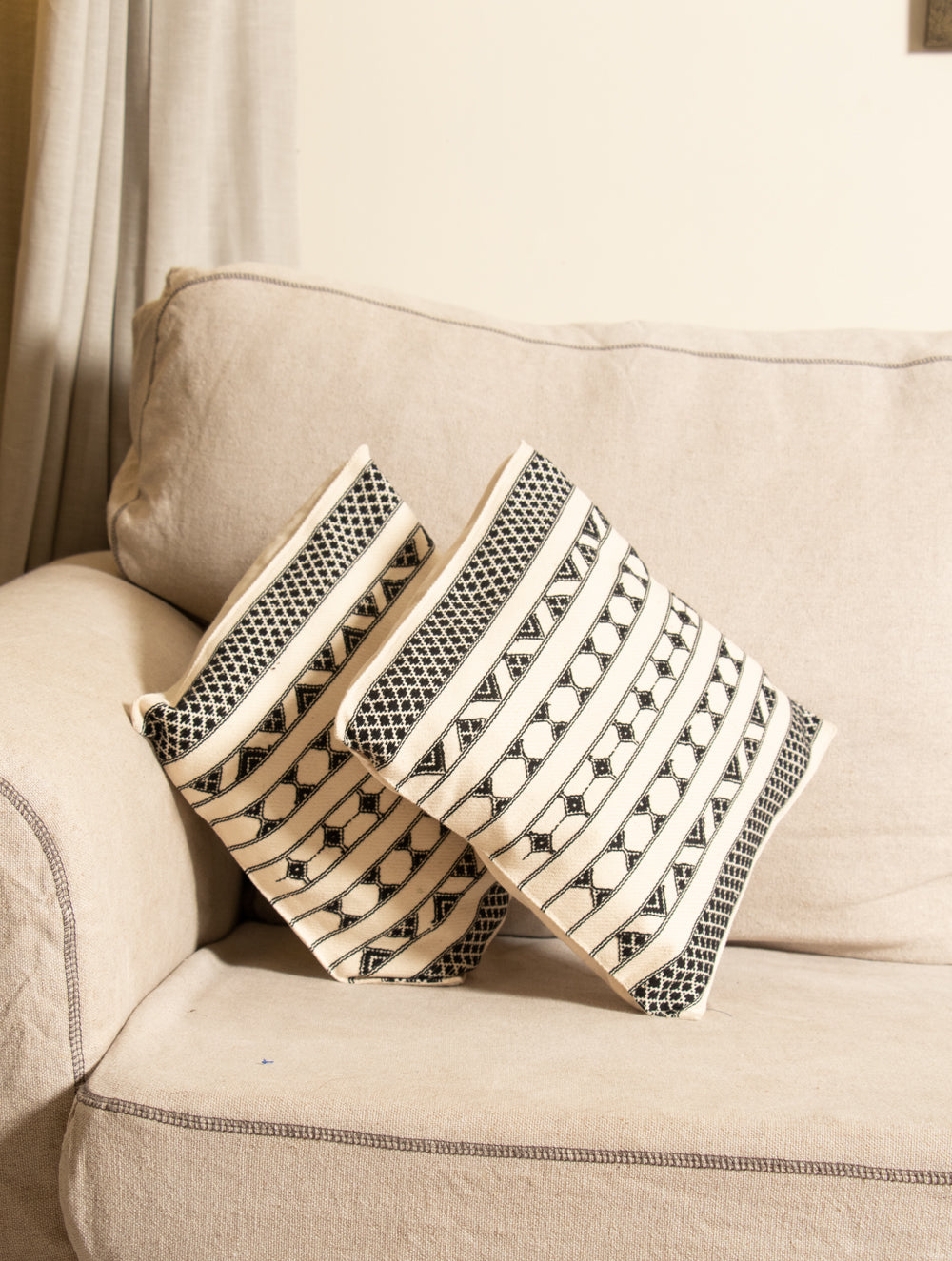 Kashida Embroidered Cushion Covers - Small (Set of 2) - The India Craft House 
