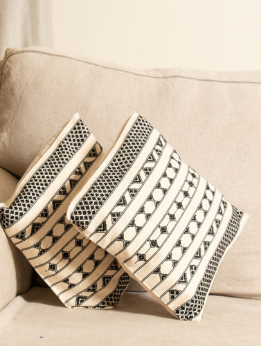 Kashida Embroidered Cushion Covers - Small (Set of 2) - The India Craft House 