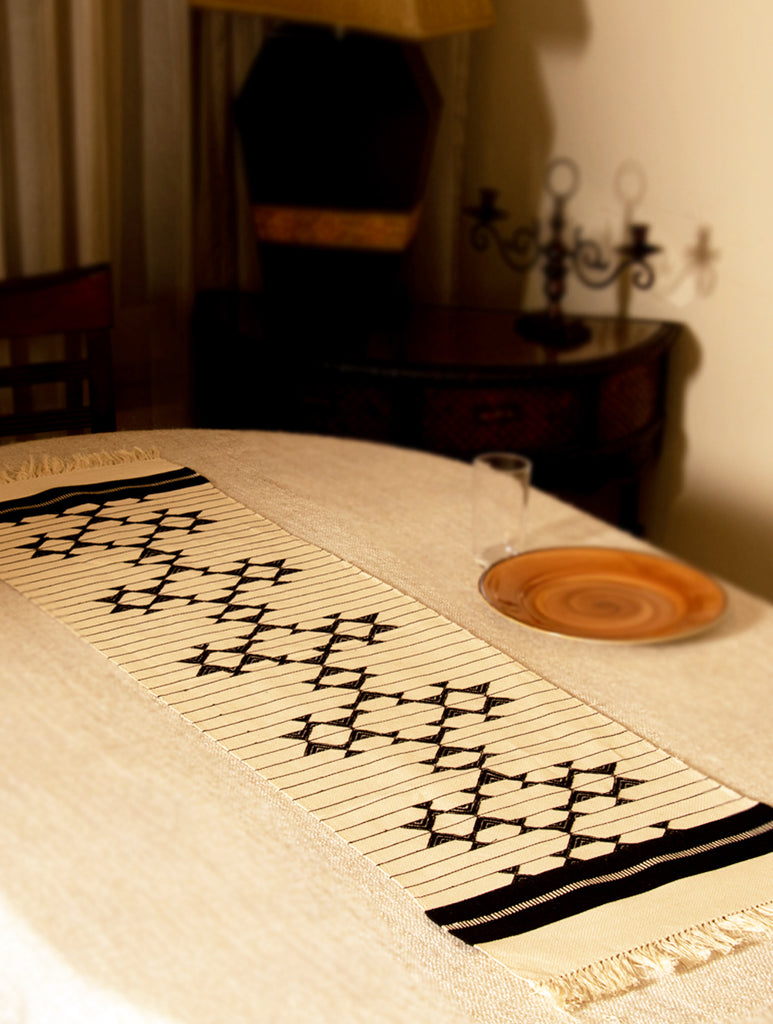 Kashida Embroidered Table Runner - Small - The India Craft House 