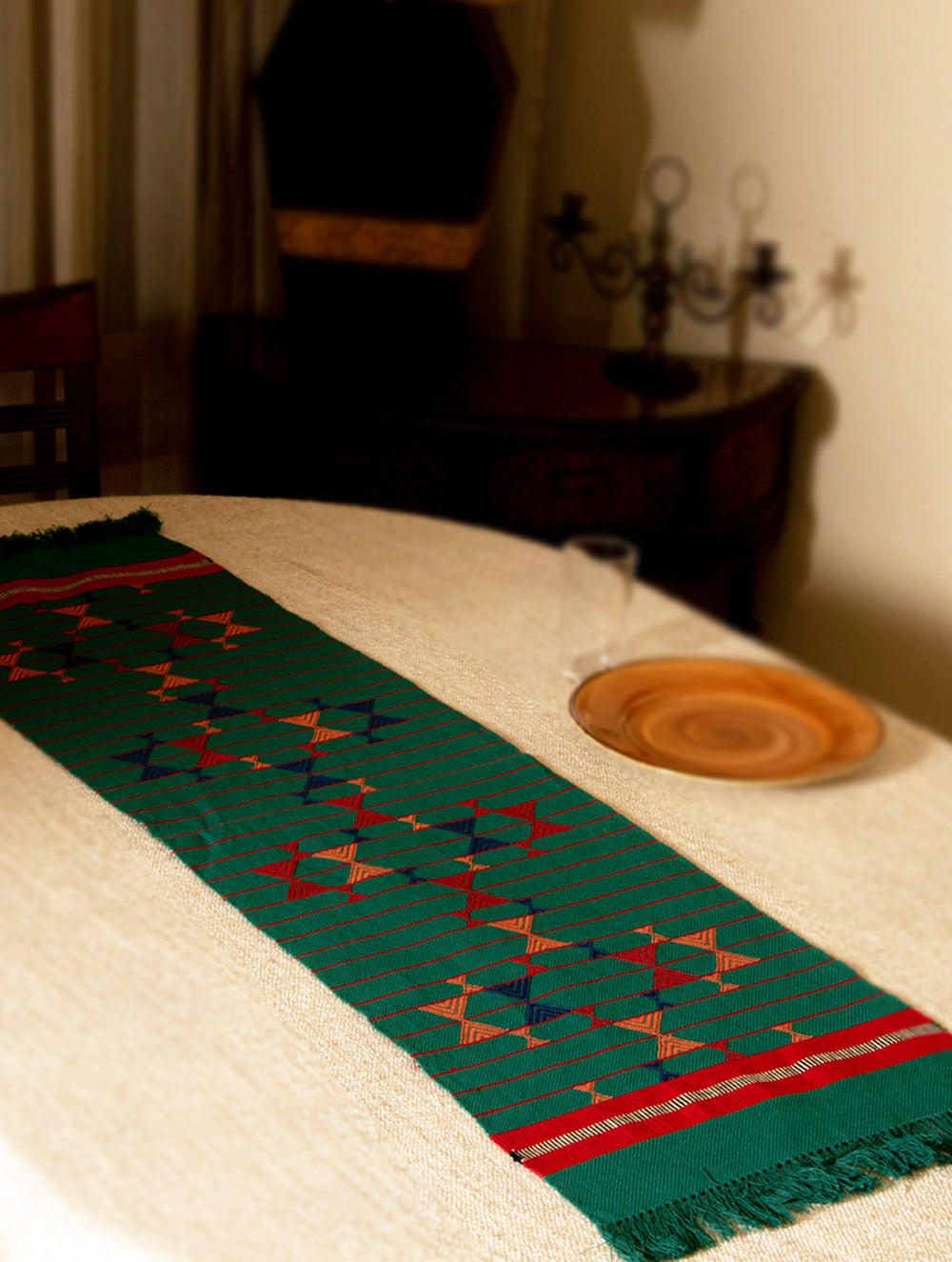 Load image into Gallery viewer, Kashida Embroidered Table Runner - Small - The India Craft House 