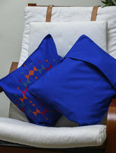Load image into Gallery viewer, Kashida Pattu Woven Cushion Covers - Blue Diamond (Set of 2)