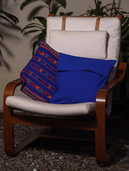 Kashida Pattu Woven Cushion Covers - Blue (Large, Set of 2)