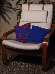 Kashida Pattu Woven Cushion Covers - Blue (Small, Set of 2)