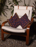 Kashida Pattu Woven Cushion Covers - Dark Blue (Large,Set of 2)