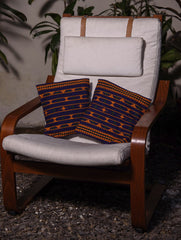 Kashida Pattu Woven Cushion Covers - Dark Blue (Small, Set of 2)