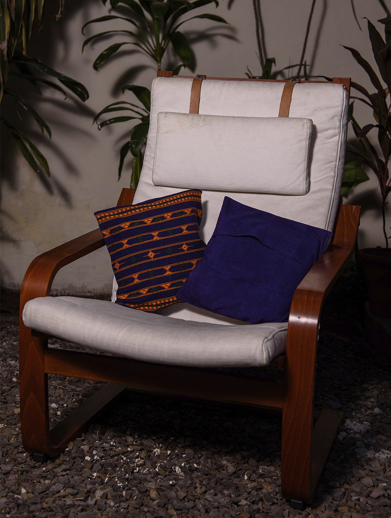 Kashida Pattu Woven Cushion Covers - Dark Blue (Small, Set of 2)