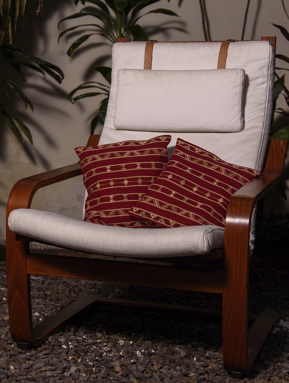 Load image into Gallery viewer, Kashida Pattu Woven Cushion Covers - Maroon (Small, Set of 2)