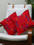 Kashida Pattu Woven Cushion Covers - Red Diamond (Set of 2)