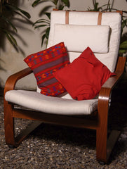 Kashida Pattu Woven Cushion Covers - Red (Large, Set of 2)