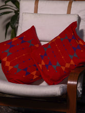 Load image into Gallery viewer, Kashida Pattu Woven Cushion Covers - Red (Large, Set of 2)