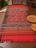 Kashida Pattu Woven Table Runner - Red & Black, Extra Large