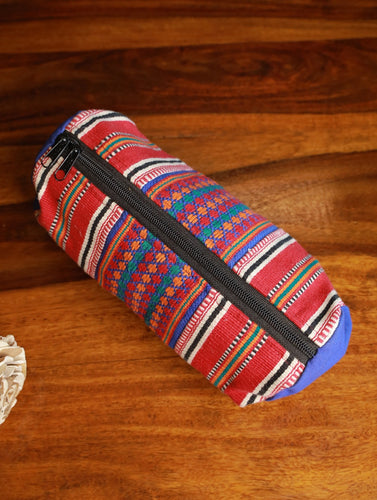 Kashida Pattu Woven Utility Pouch - Blue