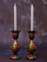 Load image into Gallery viewer, Kashmiri Art Candle Stands, Small (Set of 2) - Floral