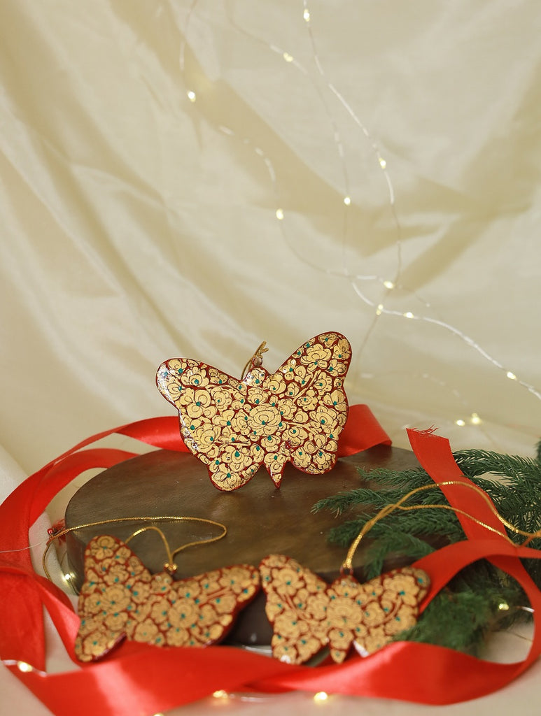 Kashmiri Art Xmas Decorations - Set of 3 Butterflies