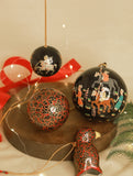Kashmiri Art Xmas Decorations - Set of 4 (3 Baubles & 1 Penguin)