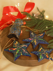 Kashmiri Art Xmas Decorations - Set of 4 (3 Stars & 1 Penguin)
