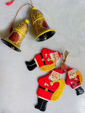 Load image into Gallery viewer, Kashmiri Art Xmas Decorations - Set of 5 (3 Santa, 2 Bells)