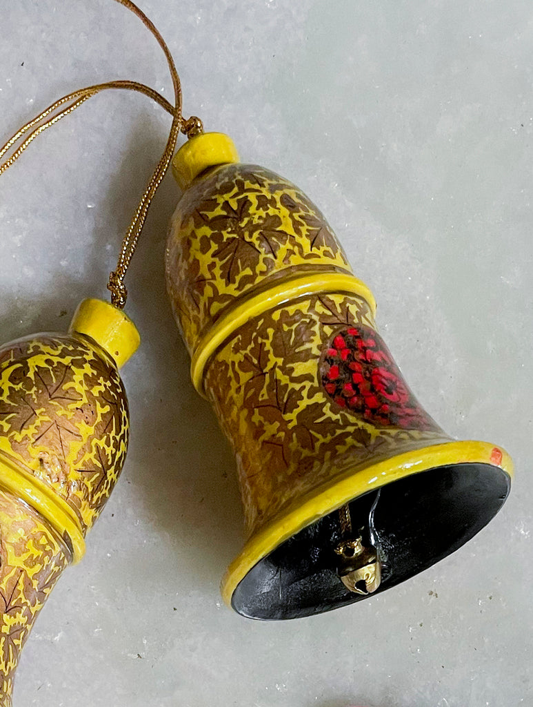 Kashmiri Art Xmas Decorations - Set of 5 (3 Santa, 2 Bells)
