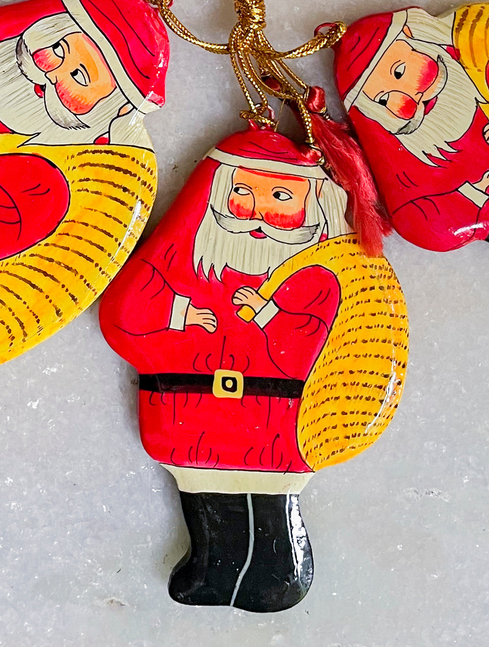 Kashmiri Art Xmas Decorations - Set of 6 (3 Moons, 3 Santa)
